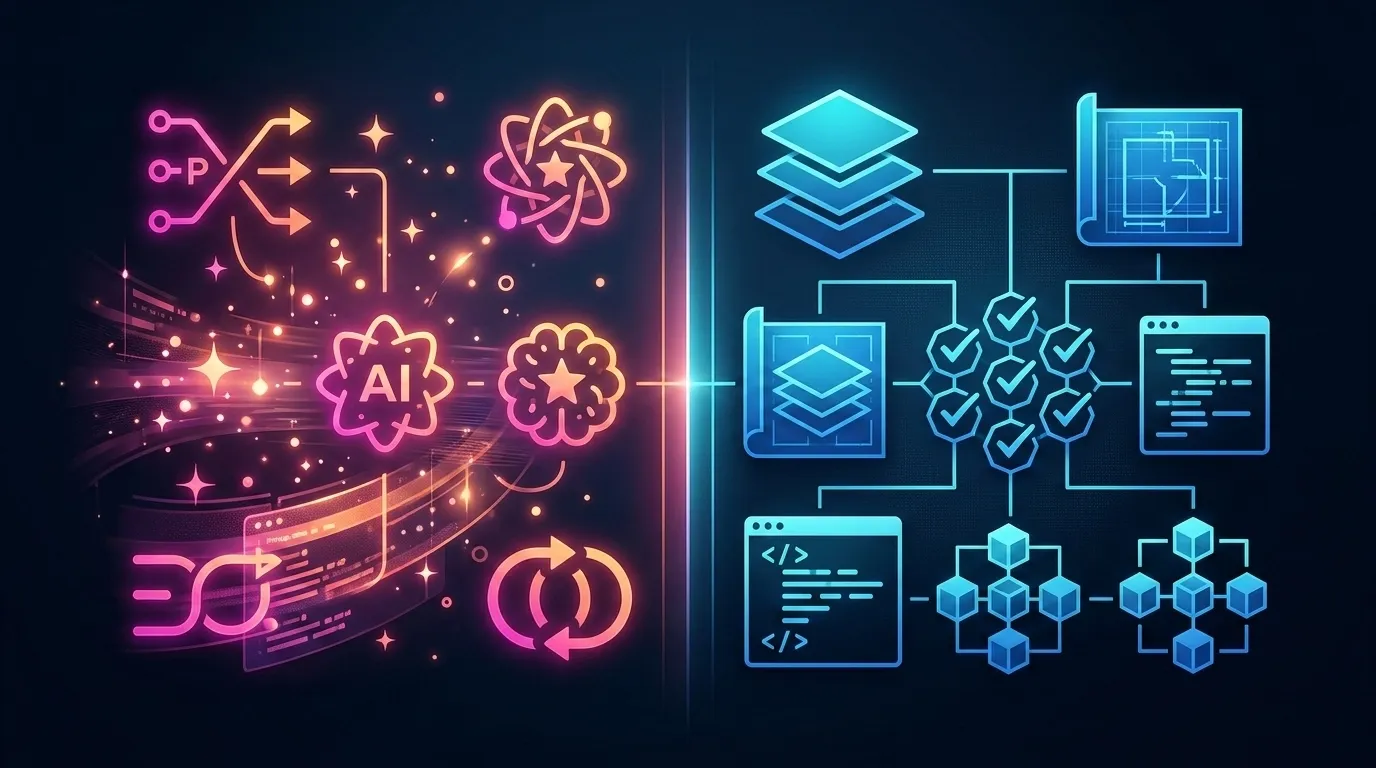 Vergleich zwischen Vibe Coding und professioneller Softwareentwicklung